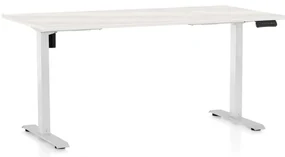 Masă înălțime reglabilă OfficeTech B, 160 x 80 cm, picioare albe, frasin alb