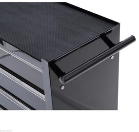 HOMCOM Dulap de scule, dulap de unelte, cu roți, 5 sertare, Oțel, Negru | Aosom Romania