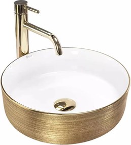 Lavoar pe blat Rea Sami rotund finisaj alb - auriu periat 36 cm