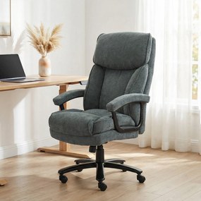 HOMCOM Scaun de Birou cu Spătar Înalt și Înălțime Reglabilă, 68,5x79x117-125 cm, Gri | Aosom Romania