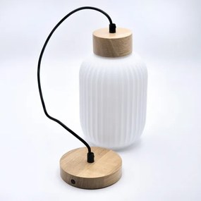 Lustră pe cablu HARMA 1xE27/15W/230V d. 14 cm alb/stejar