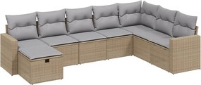 vidaXL Set canapele de grădină, 8 piese, cu perne, bej, poliratan