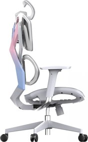 RESIGILAT- Scaun ergonomic SIHOO X5C-207, cotiere 3D, suport lombar reglabil, tetiera 3D, mecanism multifunctional inclinare/blocare, pivotant, Mesh, Gri/Roz