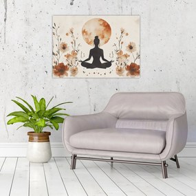 Tablou pe sticlă - Yoga Portocalie (70x50 cm)