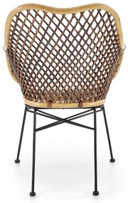 Scaun de bucaterie Percy, ratan / negru