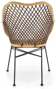 Scaun de bucaterie Percy, ratan / negru