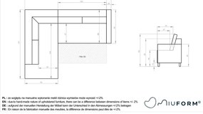 Colțar albastru închis extensibil cu tapițerie din catifea reiată (cu colț pe partea stângă ) Lofty Lilly – Miuform