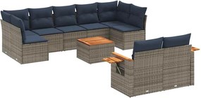 vidaXL Set canapele de grădină cu perne, 10 piese, gri, poliratan