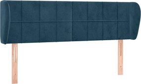 vidaXL Tăblie pat cu aripioare albastru închis 147x23x78/88 cm catifea