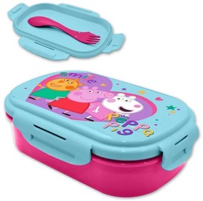 Purcelușa Peppa Cutie de sandvișuri cu zâmbet + set tacâmuri