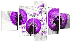 Tablou violet cu păpădii (125x70 cm), în 40 de alte dimensiuni noi
