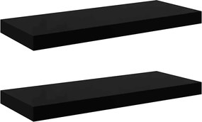 vidaXL Rafturi de perete 2 buc. negru extralucios, 60x23,5x3,8 cm, MDF