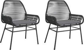 vidaXL Scaune de grădină cu perne, 2 buc., negru, poliratan