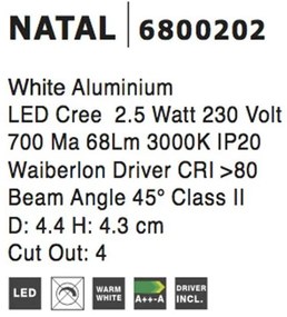 Spot LED incastrabil ideal pentru iluminat scara sau hol Natal alb NVL-6800202