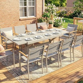 Outsunny Masă Extensibilă de Grădină pentru 8-10 Persoane, din Aluminiu și Oțel, 154/214x85x73 cm, Gri | Aosom Romania