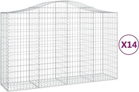 vidaXL Coșuri gabion arcuite 14 buc, 200x50x120/140 cm,fier galvanizat