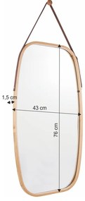 Oglindă suspendată cu ramă din bambus Lemi 3 , 43x 1,5x 76 cm