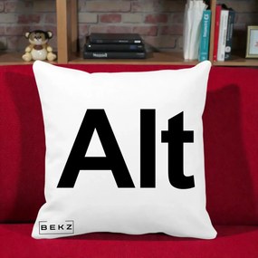 Perna Personalizata Tasta Alt Tipografie Bold, 40x40 cm, Alba Mata, Husa Detasabila, Perna Inclusa, BEKZ®