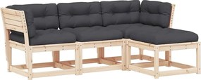 vidaXL Set mobilier de grădină cu perne, 4 piese, lemn masiv de pin