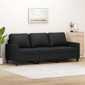 Canapea cu 3 locuri, negru, 180 cm, piele ecologica