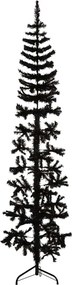 vidaXL Jumătate brad de Crăciun subțire cu suport, negru, 180 cm