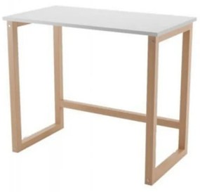 Birou pliabil pentru copii Novokids™ My first Computer desk, Picioare din lemn masiv, Dimensiuni 75x50x90 cm, Pentru laptop si Computer, Natur cu Alb