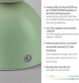 Schöner Wohnen 19218-43 - Lampă de masă LED RUDI, dimabilă, LED/1,2W/5V, verde