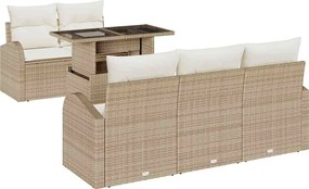 vidaXL Set de canapele pentru grădină cu pernă 6 pcs Bej Poli Rattan