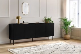 Comodă cu picioare metalice Desin 220 cm - negru mat / stejar nagano