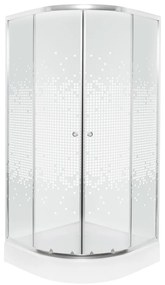 Cabină de duș curbată Pixel White 80 cu cădiță de duș