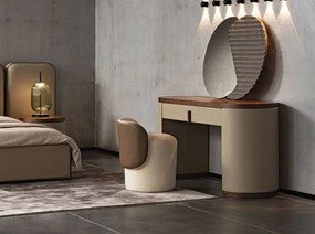 Masa machiaj design LUX Walnut-Leatherette Mink