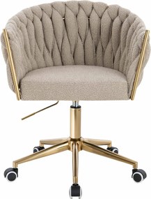 HR750K Scaun Latte Boucle cu Bază Aurie