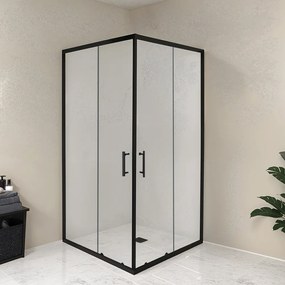 Cabină de duș pătrată Spirit Clear 80x80x180 cm, fără cădiță de duș, neagră