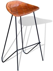 243305 vidaXL Scaune de bar, 2 buc., negru și maro, piele naturală