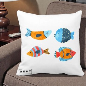 Perna Decorativa Pesti Acuarela, 40x40 cm, Alba Mata, Husa Detasabila, Perna Inclusa, BEKZ®