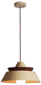 Lustră suspendată pe cablu din lemn masiv, 1xE27/60W/230V, Ø 33 cm, stejar/nuc/lemn de cauciuc