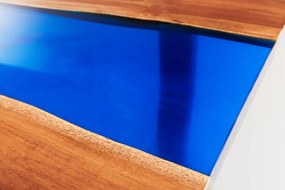 Masa din lemn de salcam cu rasina epoxidica albastra LIQUID 160cm