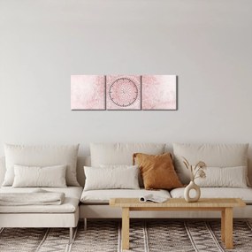 Tablou - Mandala roz (cu ceas) (90x30 cm)