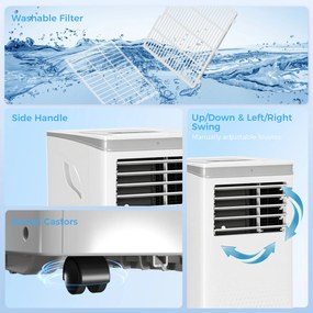 HOMCOM Aer condiționat mobil 10000BTU, aparat portabil 4-în-1 răcire deumidificator ventilator mod noapte, alb | Aosom Romania