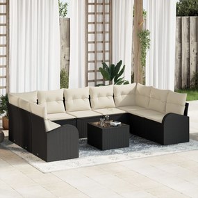 vidaXL Set de canapele pentru grădină 10 pcs Negru Rattan poli