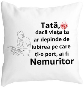 Perna Decorativa pentru Tata 8,40x40 cm, Alba, Mata, Husa Detasabila, Burduf