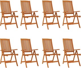 vidaXL Scaune de grădină pliabile, 8 buc., lemn masiv de eucalipt