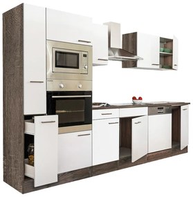 Mobilă de bucătărie Yorki 310, corp din stejar Yorki, cu față alb satinat