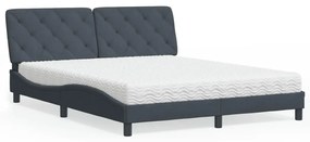 vidaXL Pat cu saltea, gri închis, 160x200 cm, catifea