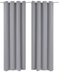 Draperii opace cu inele metalice, 2 buc., gri, 135 x 245 cm 2, Gri, 135 x 245 cm