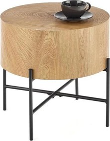 Masuta cafea BROOKLYN S, stejar natural/negru, 45x45x45 cm