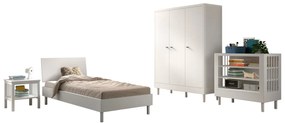 Set Complet Mobilier Camera Bebelusi Forrest Beech, Pat 90x200 cm, Dulap cu 3 Uși, Noptieră și Masă de înfășat, din Lemn de Fag Lăcuit Alb – Vipack