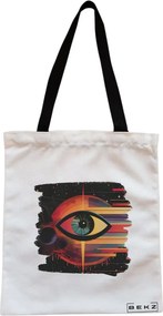 Sacosa de Panza pentru Cumparaturi, Geanta Tote, model Celestial Eye 20, Cu fermoar, 38x34.5 cm, Alba, BEKZ®