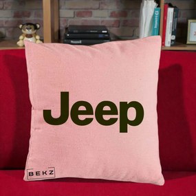 Perna Personalizata cu emblema Jeep, 40x40 cm, Roz, Husa Detasabila, Perna Inclusa, BEKZ®