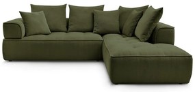 Colțar verde cu tapițerie din chenille (cu colț pe partea dreaptă/în formă de ”L”) Whesley – Bobochic Paris